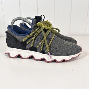 Sorel Kinetic Lace Up Women's Sz 7 Trainers Sneakers Gray/Blue Black Low Top